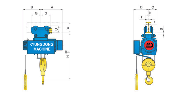 Regular Type Hoist With Hand-Push Trolley