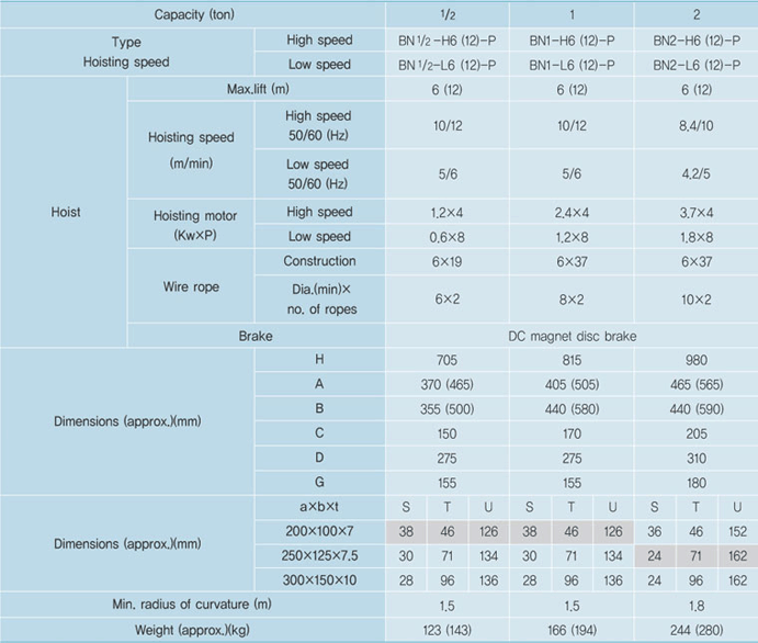 Regular Type Hoist With Hand-Push Trolley